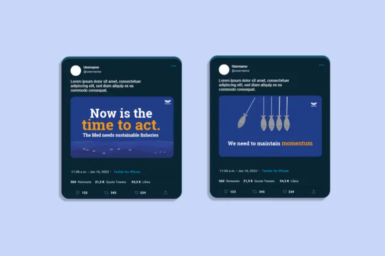 A image showing two mockup tweet with the social media graphics displayed for each